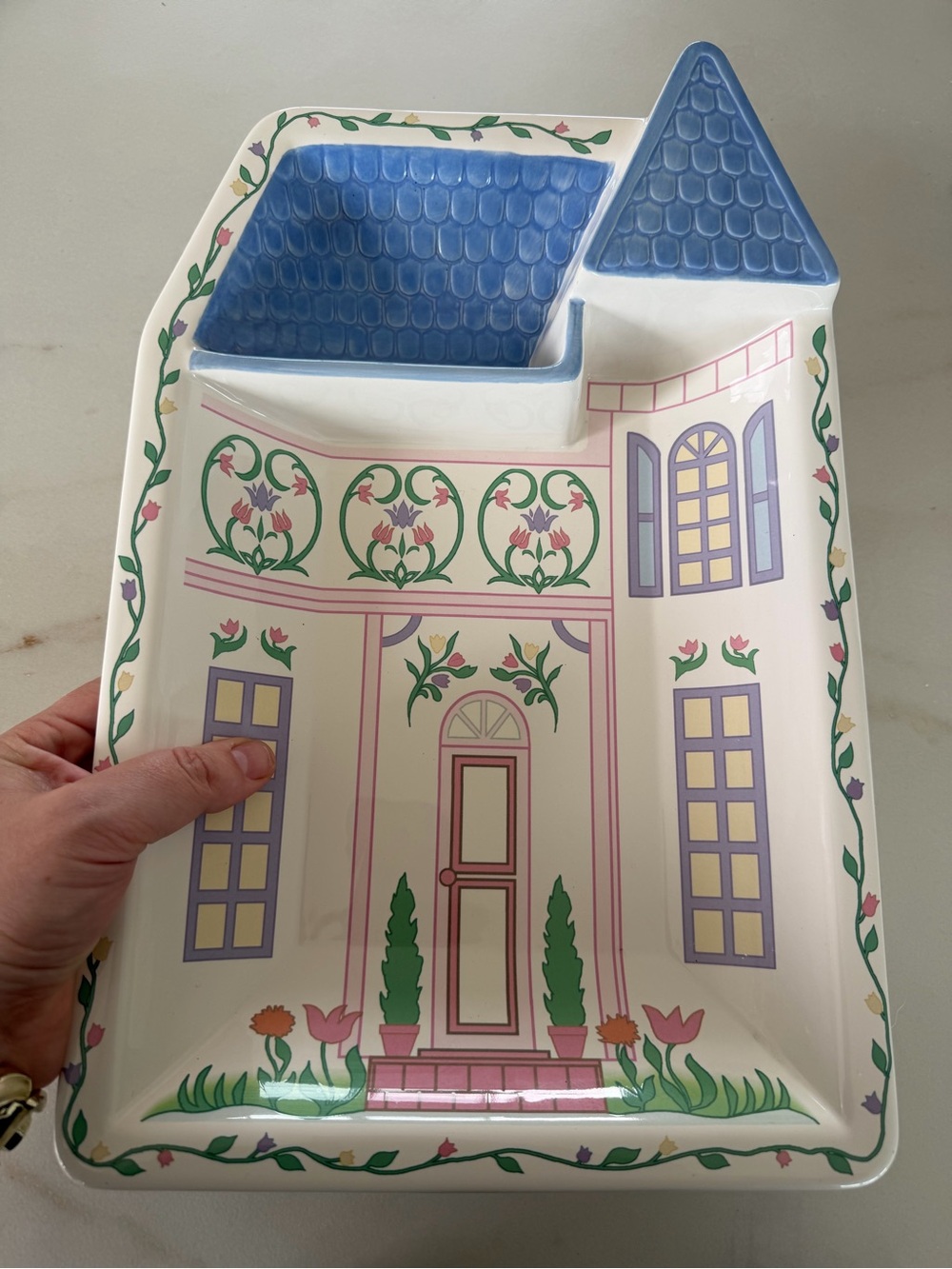 Lenox Village Cottage Core chip n dip platter year 2000